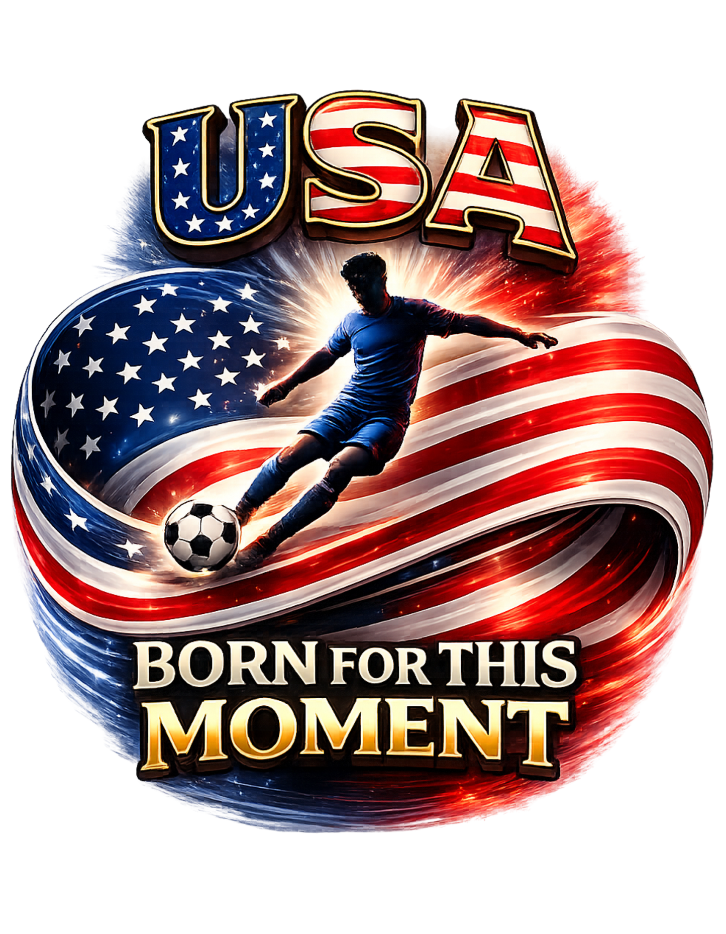USA Born For This Moment Football/Soccer Kurzarm-T-Shirt – Unisex