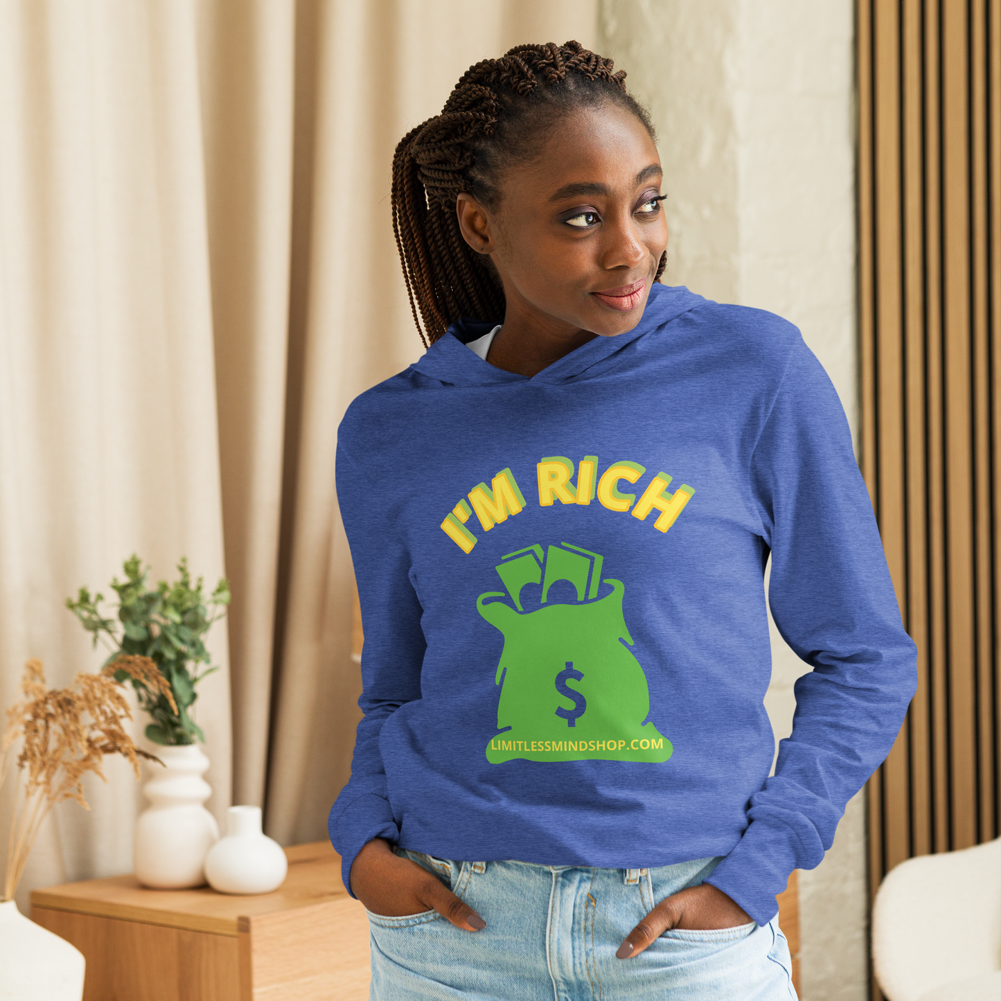 I'M RICH Unisex Luxury Hooded long-sleeve tee