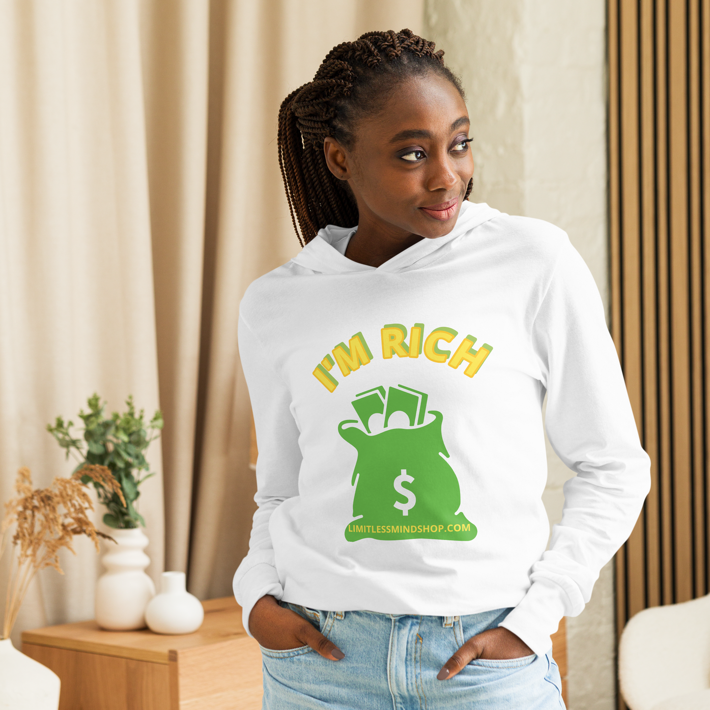 I'M RICH Unisex Luxury Hooded long-sleeve tee